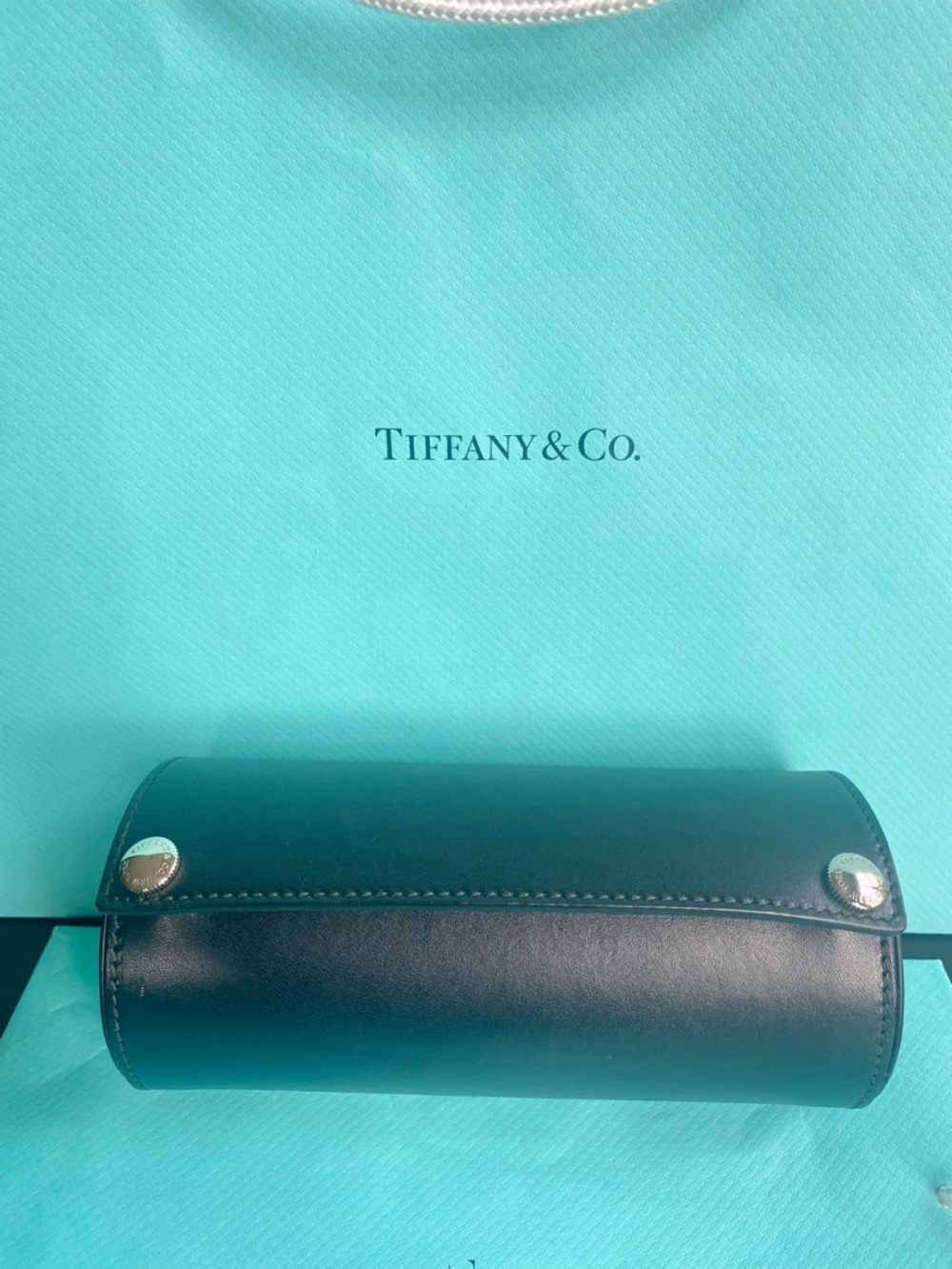 Tiffany & Co. black leather watch accessory. Authentic. Very good condition.